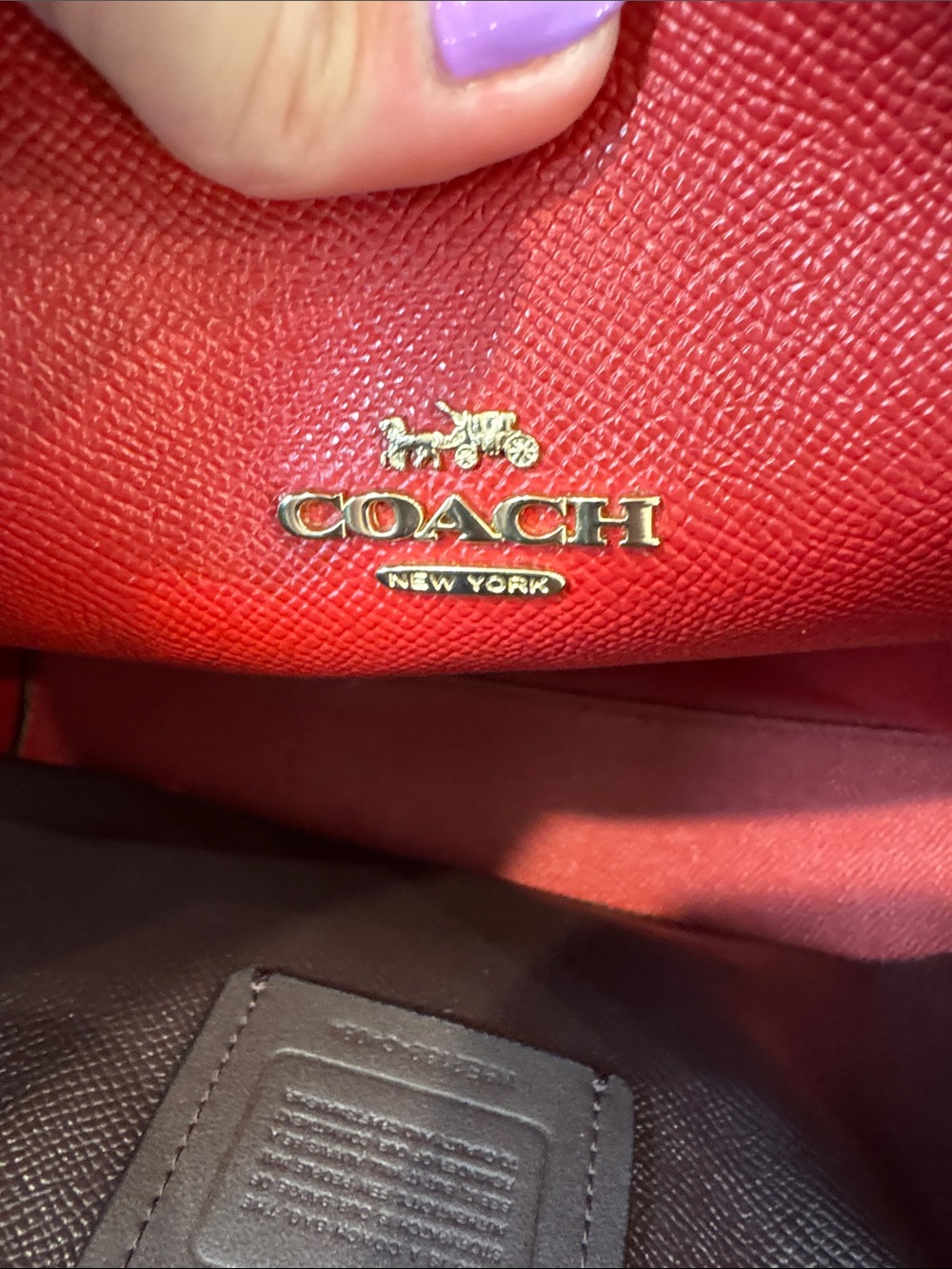 Coach Mollie Black Pebbled Leather Tote with Red Flower Charm - Picture 12 of 16